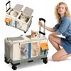 PETCUTE Trasportino Doppio Scomparto per 2 Gatti con Ruote,Trasportino per 2 Gatto,Pieghevole Trolley per 2 Gatti con Tappetino Rimovibile,Ideale per Viaggi,Veterinario & Campeggio,Verde