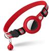 Generico - Collare Gatto AirTag Premium | Supporto INOX Rinforzato Avvitato | Anti-Strangolamento | Regolabile 19-32cm | Qualità Superiore | 15g | Rosso