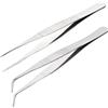 Vesaneae 2 pezzi Pinzette in Acciaio Inossidabile da 16 cm Pinzette Lunghe Dritte e Curve Pinze Multiuso per Lavorazioni Industriali Uso in Laboratorio Giardinaggio Cucina