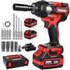 TEENO Avvitatore a Impulsi Senza Fili Brushless 700N.m 1/2, con Coffretto, Bussole (17/19/20/21mm) e 2 Batterie 4.0Ah, 180° Incudine e Testa Pivotante 90°, per Auto, Camion e Fai da Te