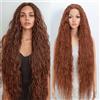 FASHION IDOL Parrucca in capelli sintetici con frontale in pizzo e onde morbide per donne e ragazze adatta a tutte le occasioni e all'uso quotidiano 90 cm