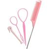 zalati Hair Topsy Tail Tool Kits 4 pezzi Strumento per intrecciare i capelli (1 pettine a coda di topo, 2 pezzi passante per treccia francese e 1 taglierina per fasce elastiche)