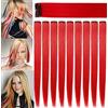ZHIRXIN 9 pezzi Clip di colore rosso nelle estensioni dei capelli Punti salienti del partito Pezzi di parrucca sintetica, pezzi di capelli Accessori per capelli