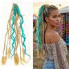 Bafiwu Dreadlocks Extension con elastico per capelli, lunghezza 61 cm, boho dreadlock con perle, coda di cavallo istantanea da donna (verde)