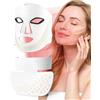 Bliuozr Maschera LED Viso con Luce Rossa, 7 Colori LED Face Mask per Cura Viso e Collo, Maschera Viso LED con Timer Intelligente per Terapia a Luce Rossa, Adatta a Donne e Tutti i Tipi di Pelle,Bianco