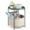 danpinera Tavolino Rotondo, Tavolini da Salotto, Piccolo con Cesto Portaoggetti in Tessuto, Coffee Table con Vassoio Rimovibile per Soggiorno, Camera da Letto, Cameretta dei Bambini Verde Scuro
