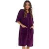 Undercover - Accappatoio da donna in spugna 100% cotone, con cerniera intera, con cappuccio o senza cappuccio, Viola, 44-46