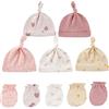 MAMIMAKA Set di Cappello e Guanti per Neonati Cappelli per Neonati e Bambini 0-6 Mesi 100% Cotone, 0-6 Months