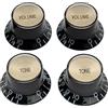 Musiclily Pro Imperial Inch Size Manopole 2 Tono 2 Volume Top Hat Reflector Knobs Set per Chitarra Elettrica Les Paul SG Style USA, Negro con Oro Top