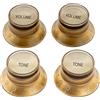 Musiclily Pro Imperial Inch Size Manopole 2 Tono 2 Volume Top Hat Reflector Knobs Set per Chitarra Elettrica Les Paul SG Style USA, Oro con Oro Top