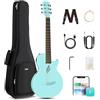 Enya Chitarra Elettrica per Bambini - 35'' Blu Nova Go SP1 Kit Chitarra Elettrica Acustica in Fibra di Carbonio con Pickup Cavo di Ricarica Cavo Audio Gig Bag per Kids Adulti Principianti Viaggio