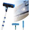 VEVOR Kit di Pulizia per Pannelli Fotovoltaici, 6,06 m, Spazzola con Asta Telescopica per Lavaggio Pannelli Solari su Tetti e Finestre, con Attacco Acqua, Dispenser di Sapone, Testina Girevole a 180°