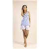 Gary Pigiama spalla larga pantaloncino donna Jersey Gary 5330, CELESTONE