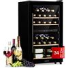 KLARSTEIN Cantinetta Vino, Cantinetta Vino Refrigerata a Zona Doppia per Interno/Esterni, Frigo Bar, Cantina Vino con Vetrina, Mini Bar con Protezione UV, Frigo Vino Touch, 5-18°C, 34 Bottiglie