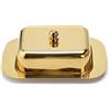 ECHTWERK Piatto per burro in acciaio inox di alta qualità, burro, con coperchio, campana per burro per colazione e cucina, 250 g, edizione oro, 18,5 x 12,2 x 7,0 cm