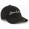 Armani Exchange Cintura in Pelle con Logo Argento da Uomo, Nero, Taglia Unica
