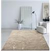 Mias Teppiche Cielo Tapis Moderne à Poils Courts, Salon, Chambre à coucher, Brillance Élégante, Fibre Brillante, Effet Haut-Bas, Plume, Beige, 80 x 150 cm