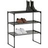 Relaxdays scarpiera 3 Ripiani, Sistema a Incastro, A x L x P: 55 x 42,5 x 30 cm, Metallo e plastica, Nero