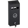 Relaxdays Posacenere da Muro per Esterno, Ceneriera con Chiave, Contenitore Interno Rimovibile, 32,5 x 15 x 6 cm, Nero