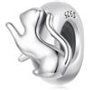 Qings Charm Gatto in Argento 925 Sterling con Silicone Ipoallergenico - Portafortuna Elegante per Bracciali