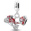 The Charmery Ciondolo a forma di casco e moto rosso, in argento 925, compatibile con braccialetti Pandora, Trollbeads, Chamilia, Biagi e molti altri braccialetti con charm del Regno Unito.