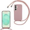 FERLAN Custodia per Samsung Galaxy S25 Plus Cover con Cordino,Rosa Silicone Antiurto TPU Morbido Case Corda Collana Necklace Regolabile Stylish con Catena Ultra Sottile Cover per Galaxy S25 Plus,Rosa sabbia