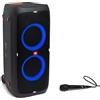 JBL PartyBox 310MC, Speaker Portatile per Feste, con Effetti di Luci, Microfono Cablato JBL, Design IPX4 Resistente agli Schizzi, 18 Ore di Riproduzione, Nero
