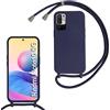 FERLAN Custodia per Xiaomi Redmi Note 10 5G/Poco M3 Pro Cover con Cordino,Blu | Custodia con Laccio Collana Tracolla Regolabile Sottile Silicone Morbido TPU Bumper Antiurto AntiGraffio Protettiva Case