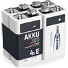 ANSMANN MaxE 8,4V E-Block Tipo 300mAh Batteria Ricaricabile NiMH (4x) 6F24