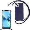 FERLAN Custodia per iPhone 13 Mini Cover con Cordino,Blu Silicone Antiurto TPU Morbido Case Corda Collana Necklace Regolabile Stylish con Catena Ultra Sottile Cover per iPhone 13 Mini,Blu navy