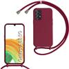 FERLAN Custodia per Samsung Galaxy A33 5G Cover con Cordino,Rosso | Custodia con Laccio Collana Tracolla Regolabile Sottile Silicone Morbido TPU Bumper Antiurto AntiGraffio Protettiva Case
