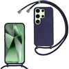 FERLAN Custodia per Samsung Galaxy S25 Ultra Cover con Cordino,Blu Silicone Antiurto TPU Morbido Case Corda Collana Necklace Regolabile Stylish con Catena Ultra Sottile Cover per Galaxy S25 Ultra,Blu navy