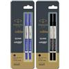 Parker Quink Roller Ball Pen Rollerball Refill Ultra Fine 2 Blue + 2 Black Combo