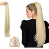 RhiVrillion Extension a Coda di Cavallo Bionda, Coda Finta Capelli con Elastico e Custodia in Regalo - Per Volume Istantaneo e Styling Rapido