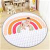 Aolso Tappeto da Gioco per Bambini, 150 x 150cm Tappeto Per Bambini e Neonati Reversibile,Tappeto Gioco Neonato Per la Camera del Bambino o Della Bambina-Arcobaleno Circolare