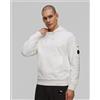 CP Company Felpa Da Uomo C.p. Company Cotton Diagonal Fleece Resist Dyed Hooded Lens Bianca