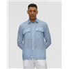 120% Lino Camicia A Maniche Lunghe Da Uomo 120% Lino Blu