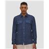 120% Lino Camicia A Maniche Lunghe Da Uomo 120% Lino Blu Scuro