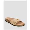 Birkenstock Ciabatte In Pelle Da Donna Birkenstock Madrid Big Buckle Natural Leather Patent