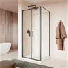 Parama Box doccia slim 70x75cm con porta saloon e parete fissa profili nero opaco e vetro 6mm anticalcare trasparente h190| Portofino