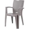Sedia da esterno con schienale medio comfort giava in polipropilene taupe 58x46x90 cm