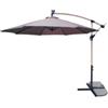 EuroGarden Ombrellone da giardino rotondo con braccio laterale eurogarden con illuminazione led effetto legno taupe 3x3 m
