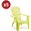 Promo 5 pezzi poltrona da esterno dolomiti colore verde lime, 75x86x86 cm