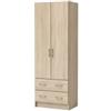 Armadio 2 ante battenti con 2 cassetti effetto rovere 169,5x60,9x41,1 cm