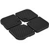 Yaheetech Base per Ombrellone Set 4 Pezzi Pesante Riempibile con Sabbia o Acqua 60L in HDPE con 4 Connettori Motivi di Rattan per Esterno Giardino Terrazza Nero