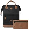 Cabaïa - Zaino Adventurer Cologne - Medium 18L - Idrorepellente - scomparto per PC fino a 13″ - 2 tasche intercambiabili - Vegan certificato - Zaino da viaggio, lavoro e scuola - Nero