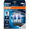 OSRAM COOL BLUE® BOOST, H11, lampade per fari alogene, fino a 5500K, scatola pieghevole sospesa (2 lampade), solo uso fuoristrada
