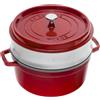 Staub 26 cm - Cocotte Casseruola Rotonda In Ghisa Smaltata Con Cestello Vapore