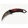 V-STORM COLTELLO KARAMBIT NERO CON SCORPIONE ROSSO