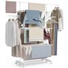 NEWTECK NEWLUX - Stendino verticale salvaspazio Pieghevole XXL Fold Care V60 con 18-21m di stenditura, Ruote e 5 Livelli Doppi. Stendibiancheria con Supporto per Grucce e Capi lunghi da 1,5m, Bianco